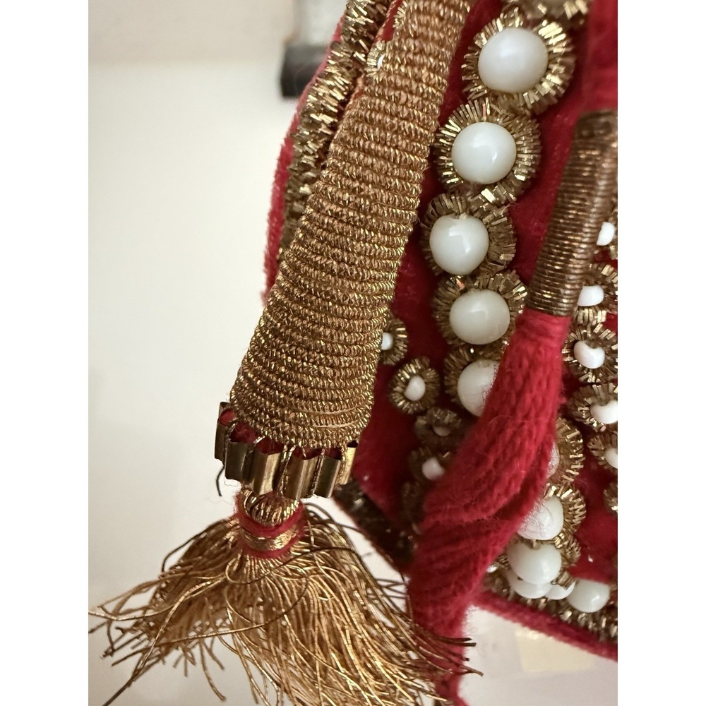 Beaded Vintage Reticule Bag Clutch Pouch Potli Bag Bridal Embroidered Purse 6X5 - Picture 6 of 16